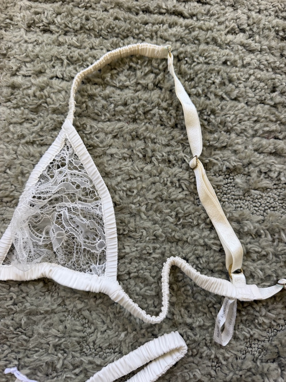 Gooseberry Intimates Delicate White Lace Triangle Bralette & Thong Set - Picture 2 of 6
